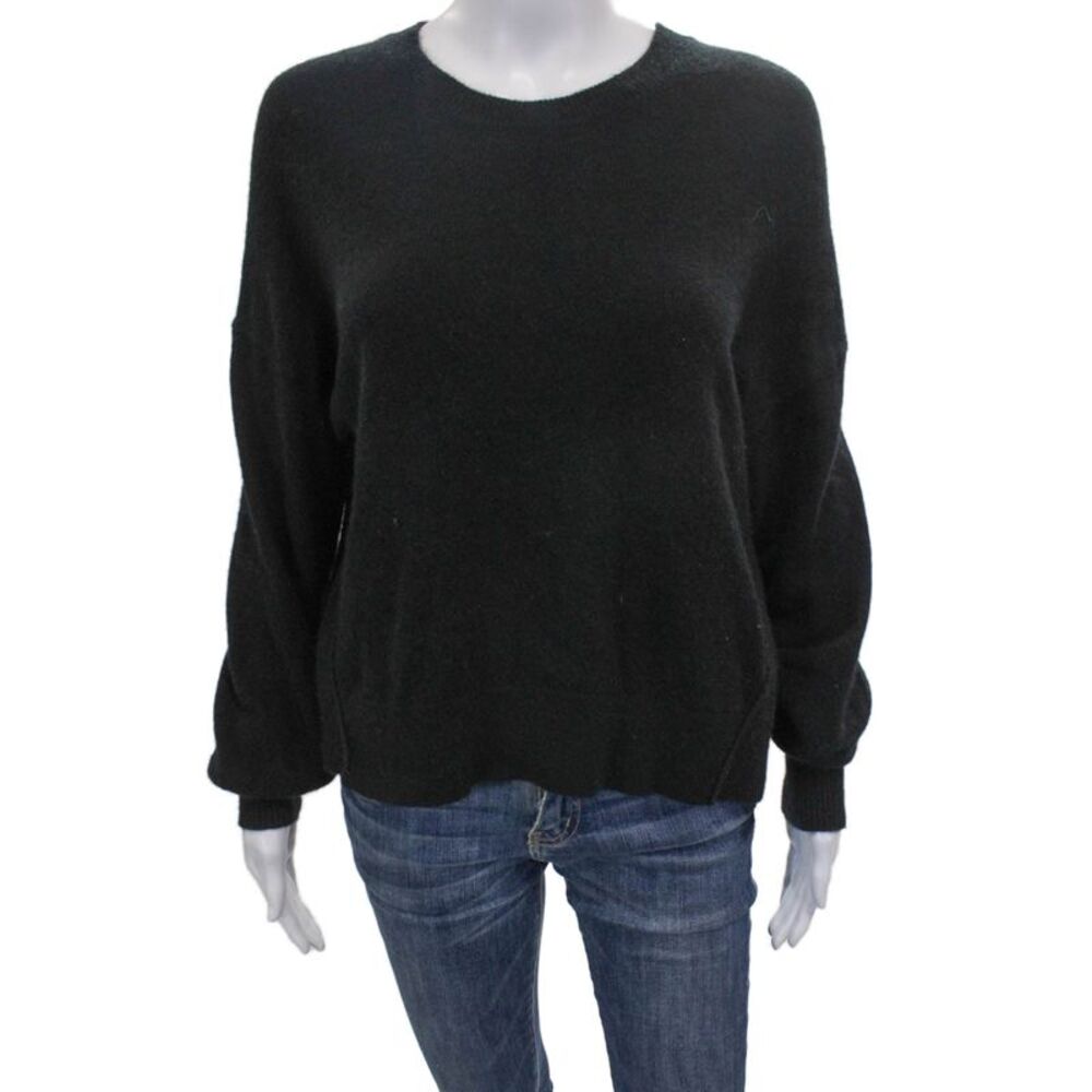 Le Ore Women Black Cashmere Pullover Crew Neck Long Sleeve Size M
